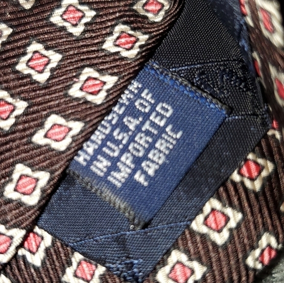 Brown Tie with Small Pink and White Pattern New - Picture 8 of 8